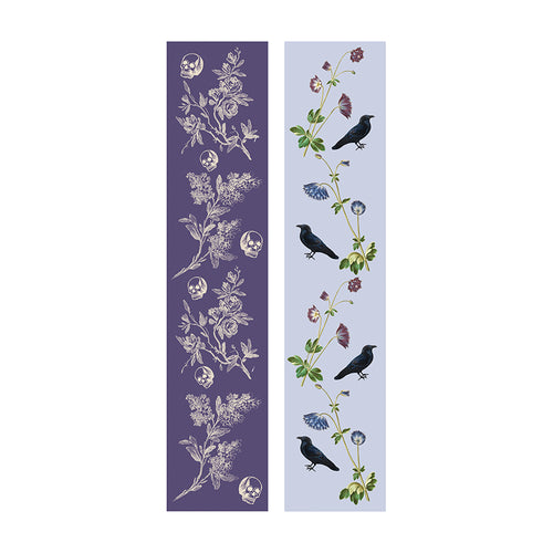 Bookmark - Goth Raven and Flowers