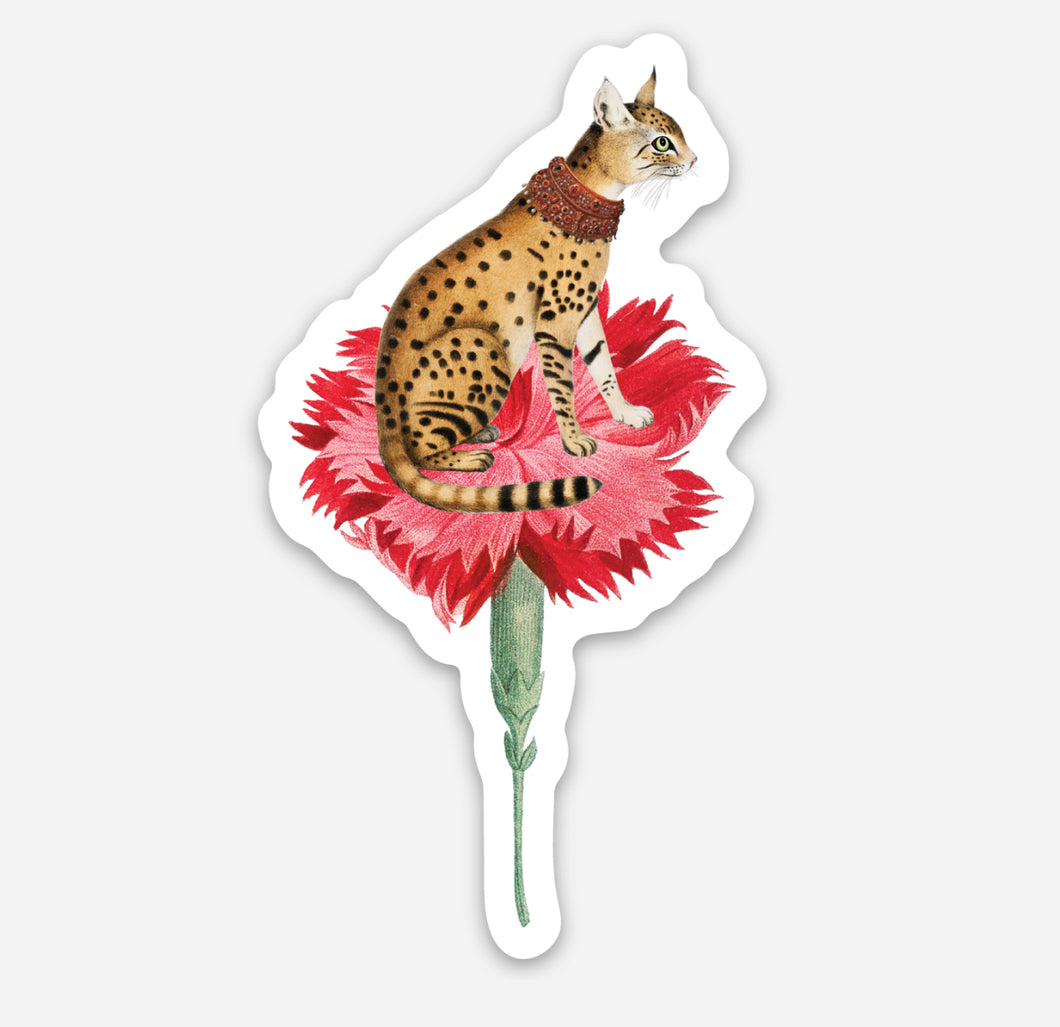 Sticker - Die Cut - Cat on Flower