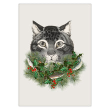 Holiday Greeting Cards - Cat With Wreath