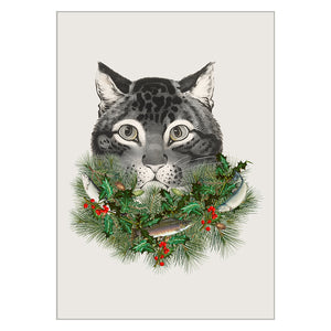 Holiday Greeting Cards - Cat With Wreath