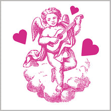 Gift Enclosure Card - Vintage - Cupid With Guitar